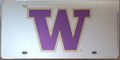 University of Washington Huskies Premium Laser Cut Tag License Plate, Mirrored Acrylic Inlaid, 6x12 Inch