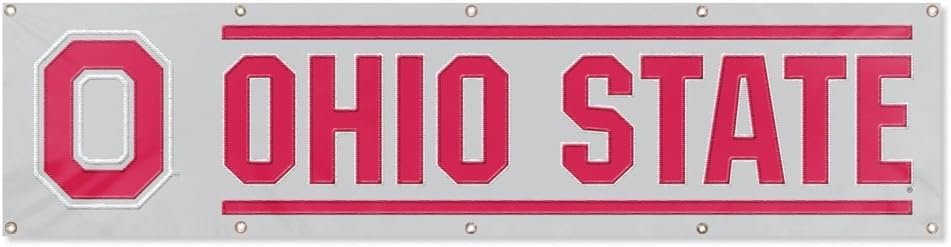 Ohio State University Buckeyes Giant 8x2 Flag Banner Embroidered Applique