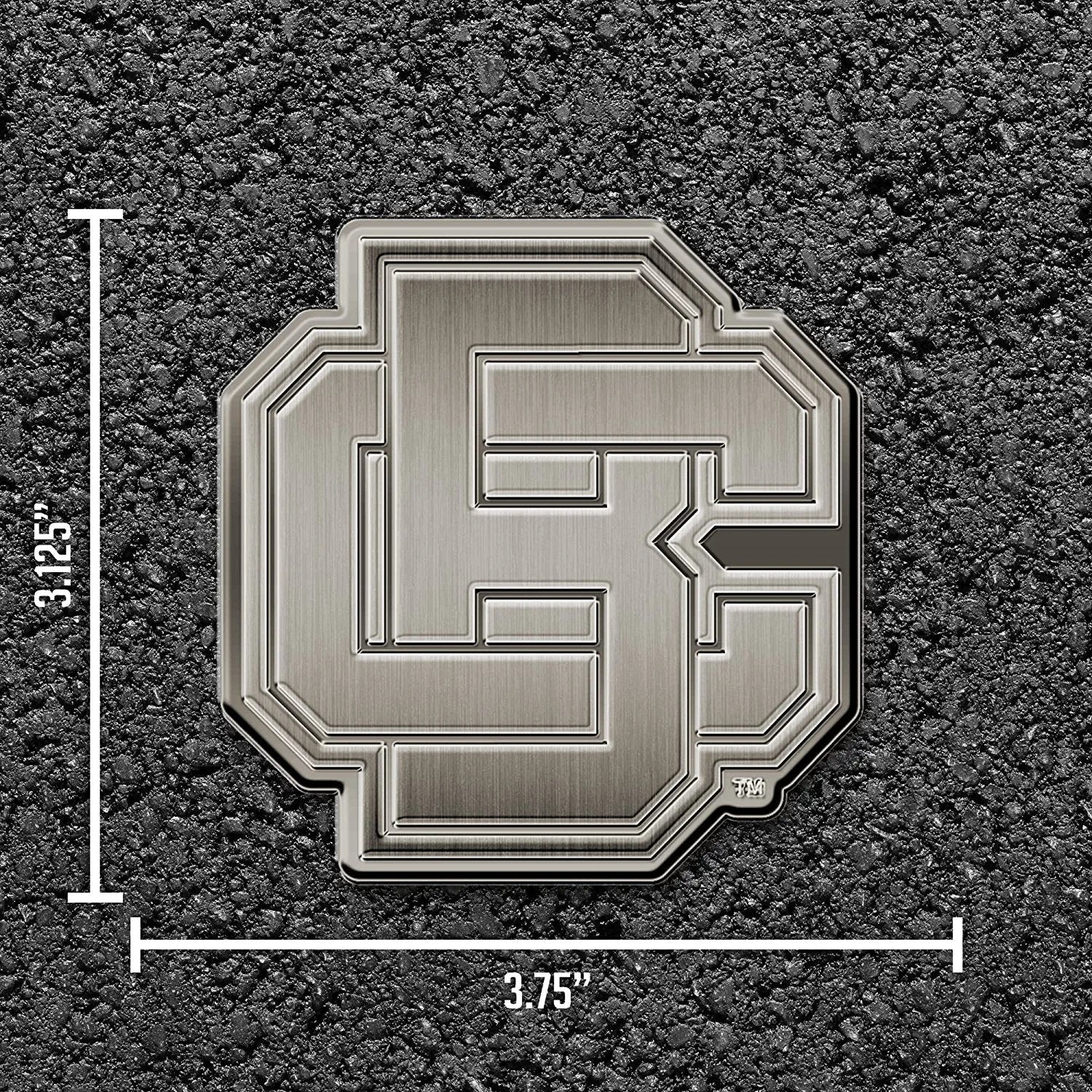 Bethune Cookman University Wildcats Premium Solid Metal Raised Auto Emblem, Antique Nickel Finish, Shape Cut, Adhesive Backing