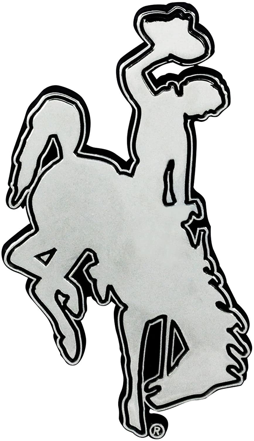 University of Wyoming Cowboys Solid Metal Auto Emblem Chrome Raised Die Cut