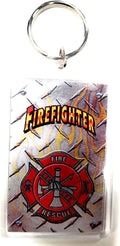 HP Industries Fire Department 2x3 Acrylic Keychain w/1" Keyring Decal Logo Emblem Firefighter
