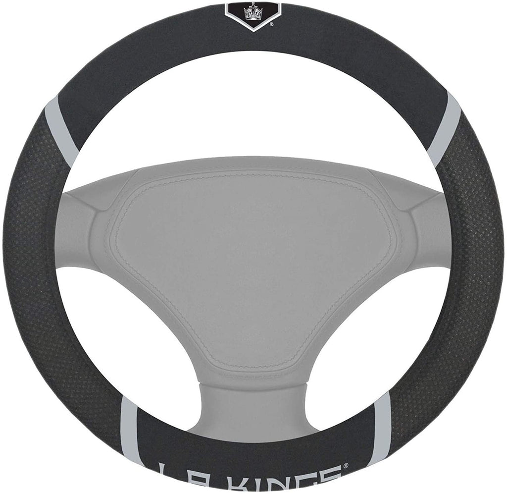 Los Angeles Kings Steering Wheel Cover Premium Embroidered Black 15 Inch