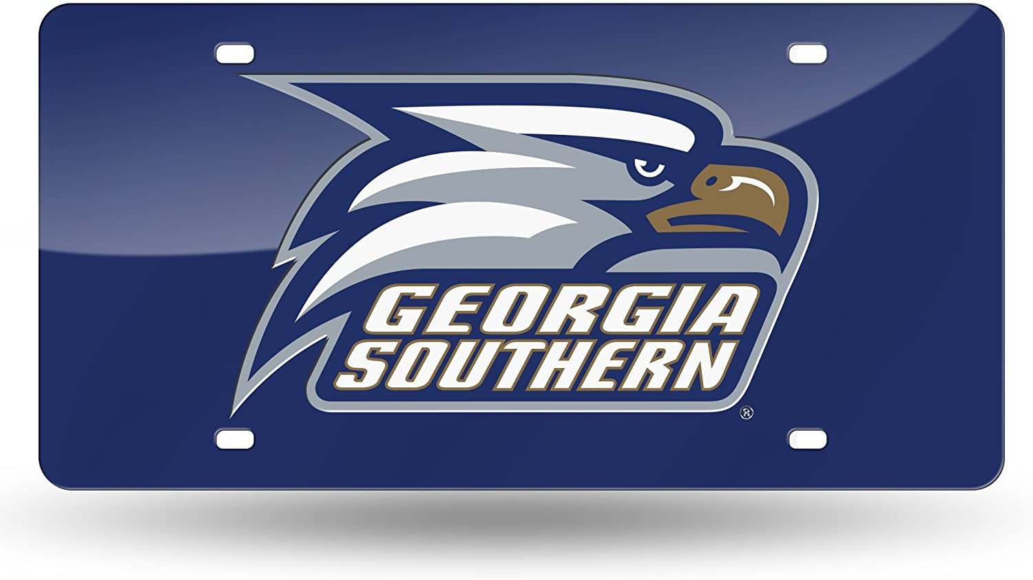 Georgia Southern University Eagles Premium Laser Cut Tag License Plate, Blue Mirrored Acrylic Inlaid, 12x6 Inch