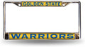 Golden State Warriors Chrome Metal License Plate Frame Tag Cover, Laser Mirrored Inserts, 6x12 Inch
