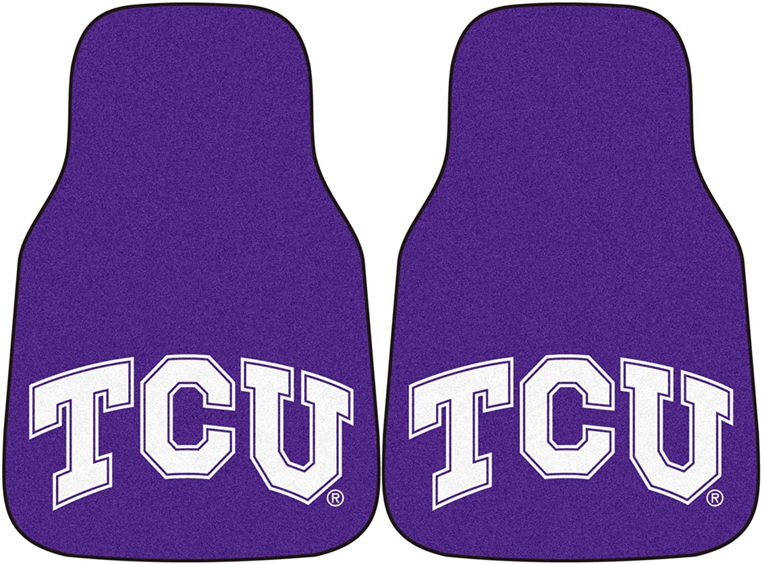 Texas Christian University Horned Frogs TCU Front Floor Mats, Carpet Car Set, 18x27 Inch, Nylon, Set of 2