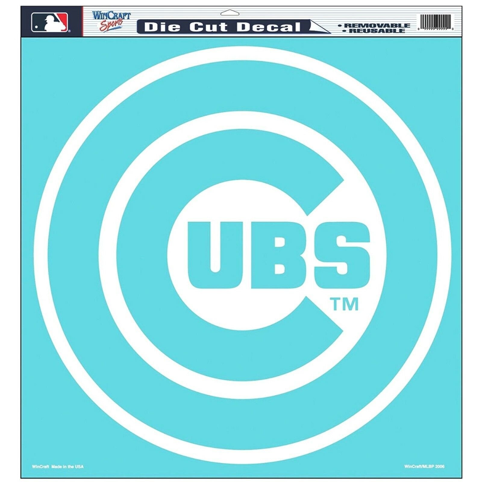 Chicago Cubs WHITE WC Jumbo 17x17 Decal Reusable Vinyl Die Cut Baseball