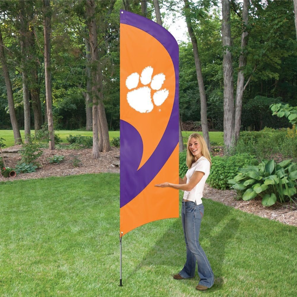 Clemson University Tigers Tall Team Flag Tailgating Flag Kit 8.5 x 2.5 feet with Pole