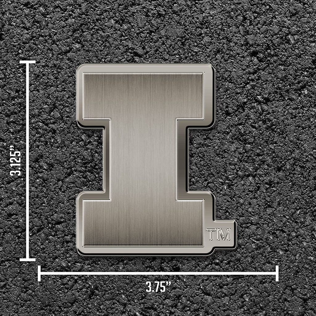 University of Illinois Illini Solid Metal Auto Emblem Antique Nickel for Car/Truck/SUV