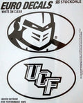 University of Central Florida Knights UCF 2-Piece White and Clear Euro Decal Sticker Set, 4x2.5 Inch Each