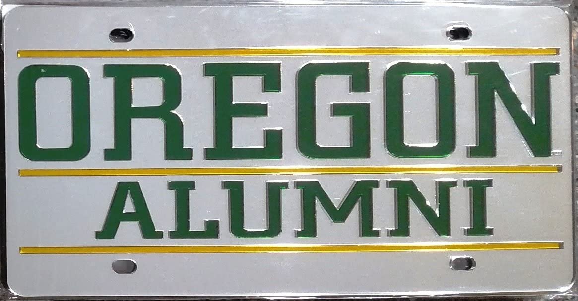 University of Oregon Ducks Alumni Premium Laser Cut Tag License Plate, Mirrored Acrylic Inlaid, 12x6 Inch