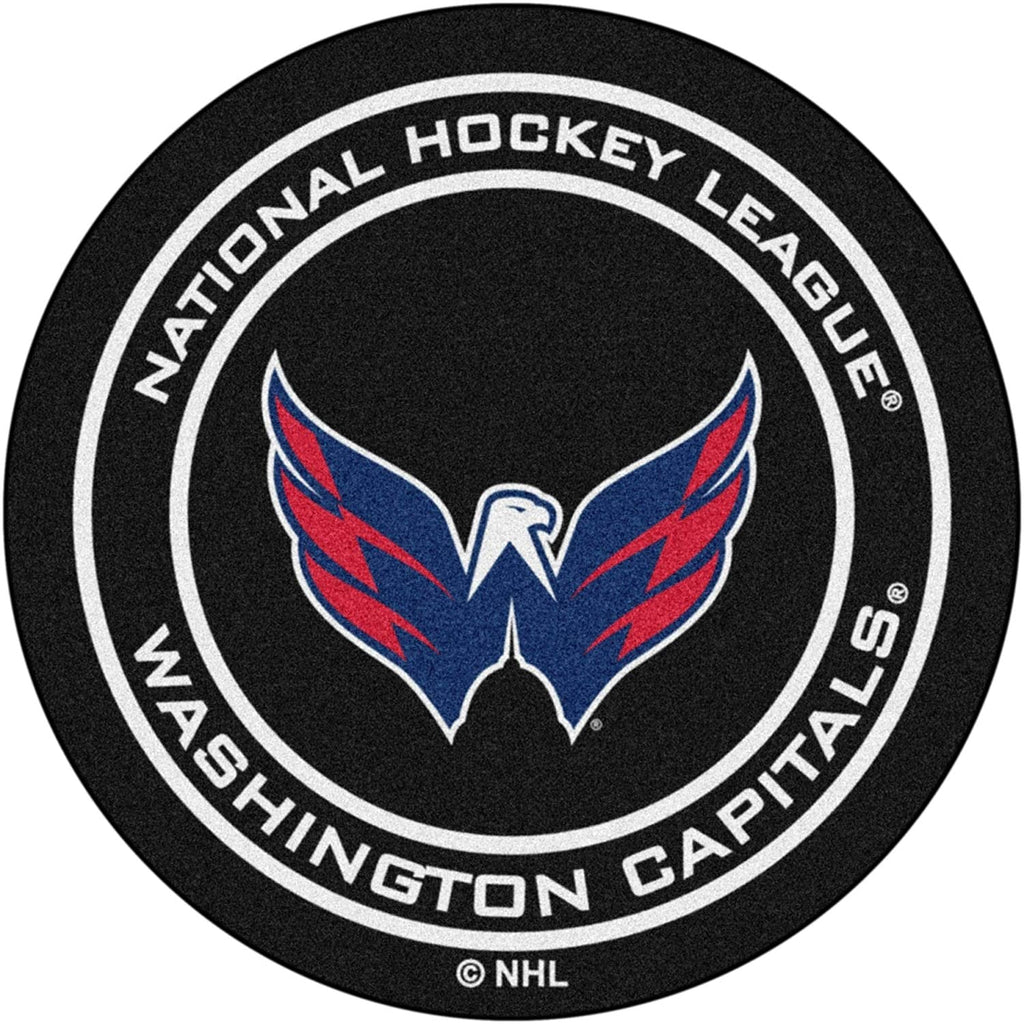 Washington Capitals 27 Inch Area Rug Floor Mat, Nylon, Anti-Skid Backing, Puck Shaped