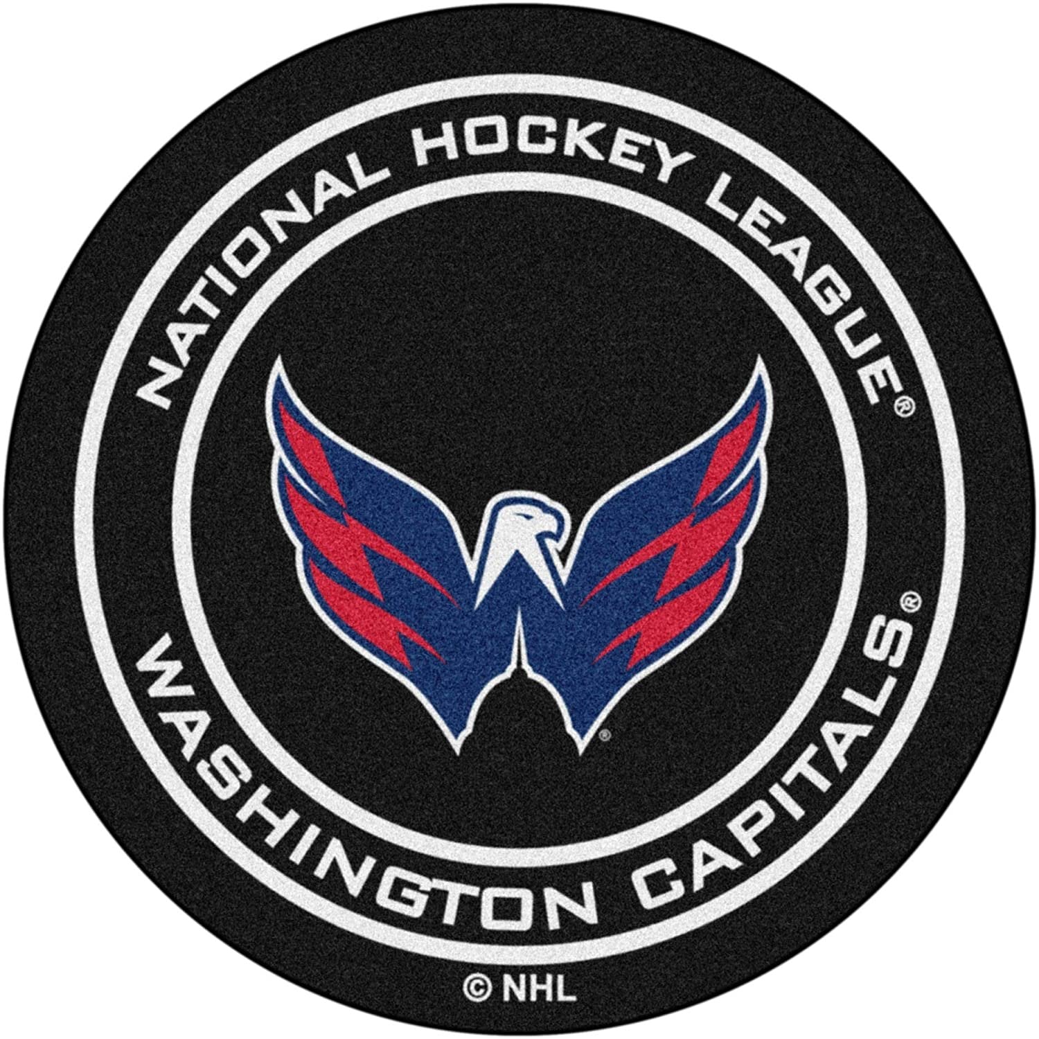 Washington Capitals 27 Inch Area Rug Floor Mat, Nylon, Anti-Skid Backing, Puck Shaped