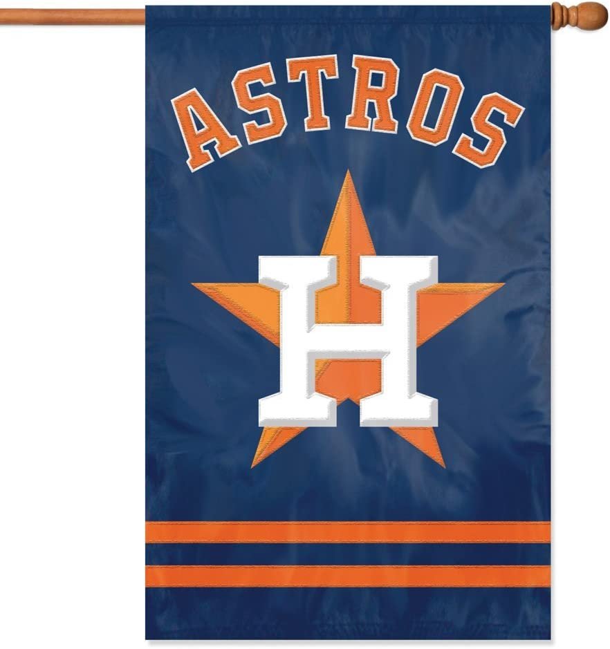 Houston Astros Double Sided Banner Flag Embroidered Applique 44x28 Inch