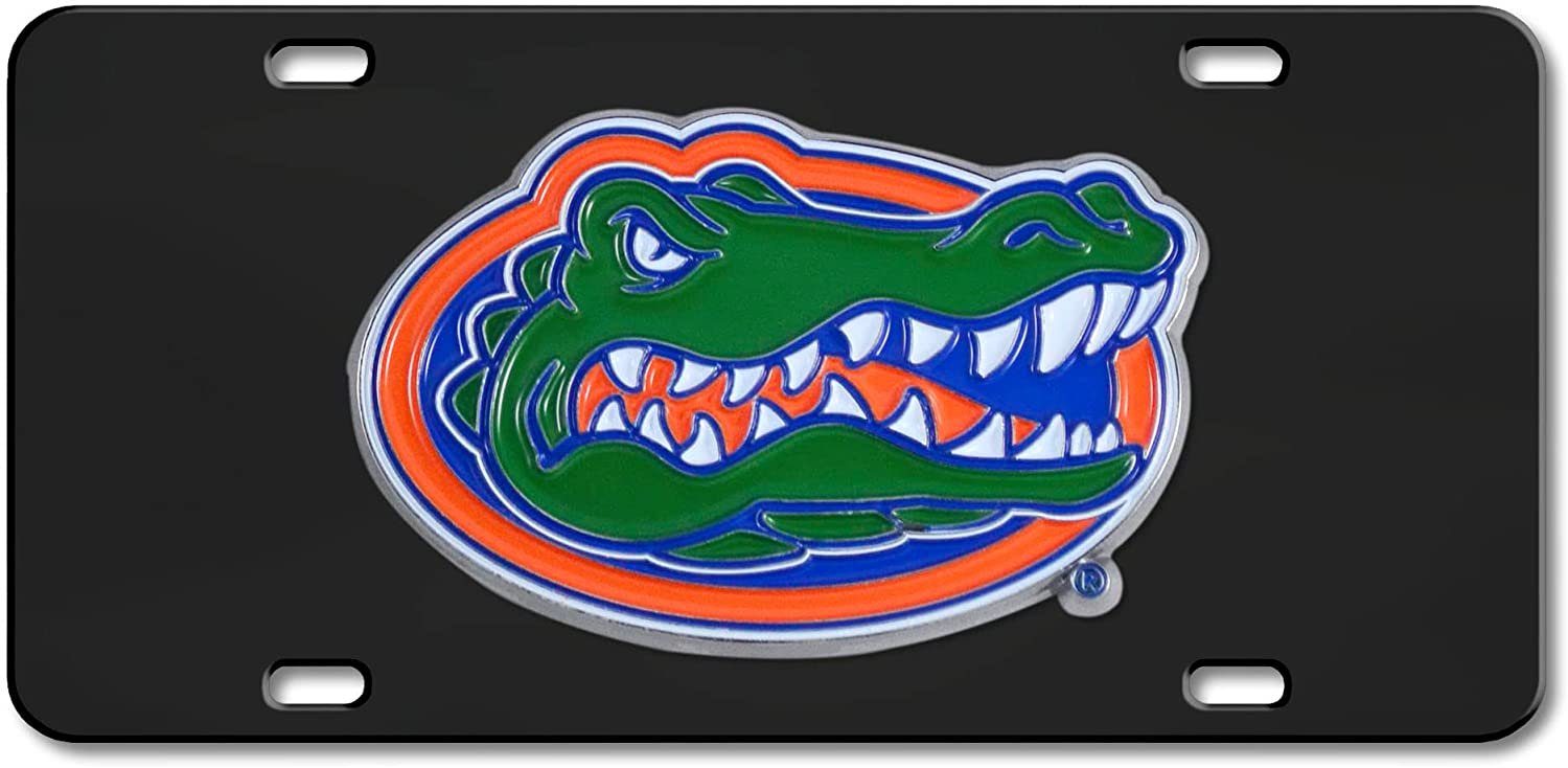 University of Florida Gators Metal License Plate Tag Die Cast 3D Black Stainless Steel