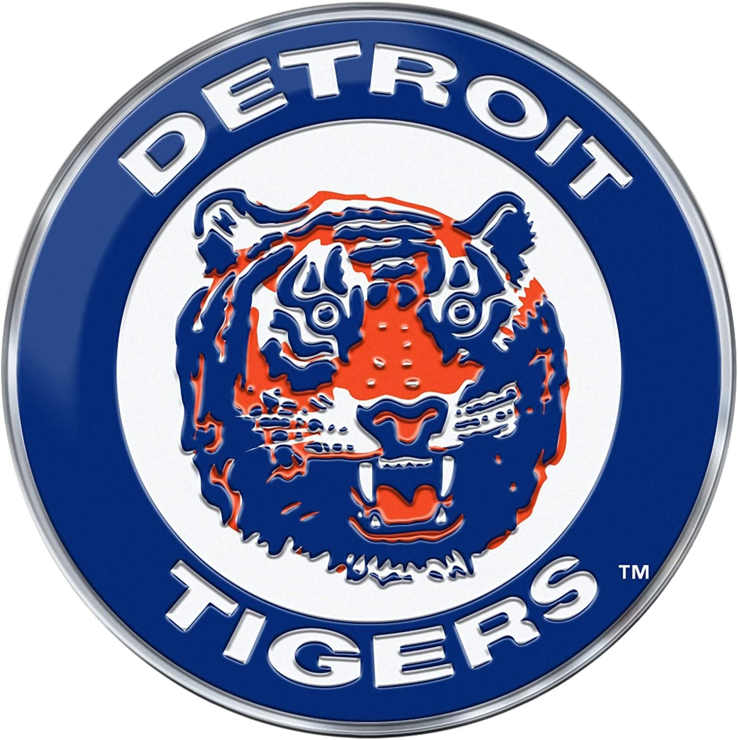 Detroit Tigers Auto Emblem Aluminum Metal Embossed Die Cut Retro Logo Design