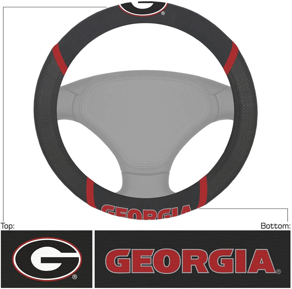 Georgia Bulldogs Steering Wheel Cover Embroidered Black 15 Inch University of
