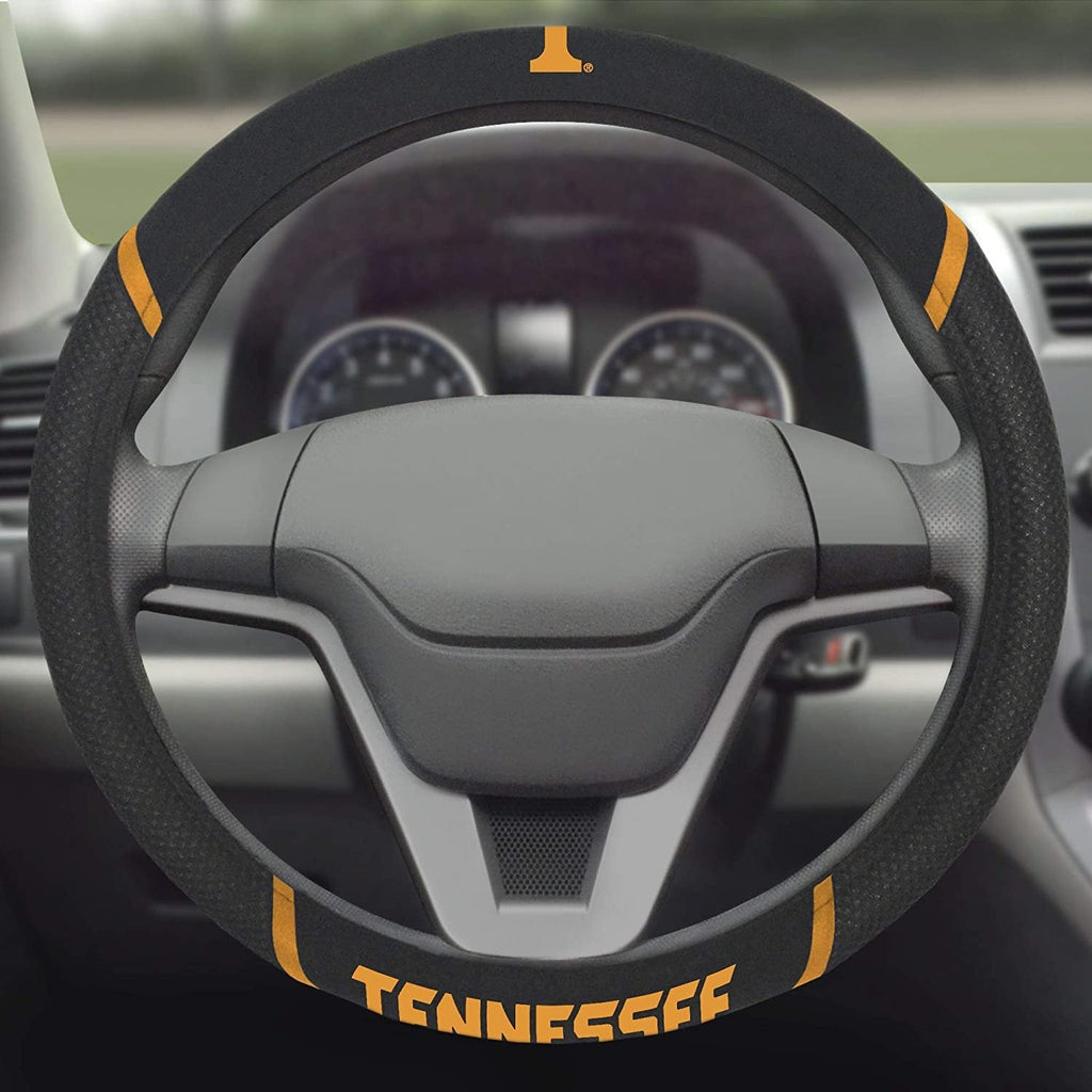 Tennessee Volunteers Steering Wheel Cover Premium Embroidered Black 15 Inch University of