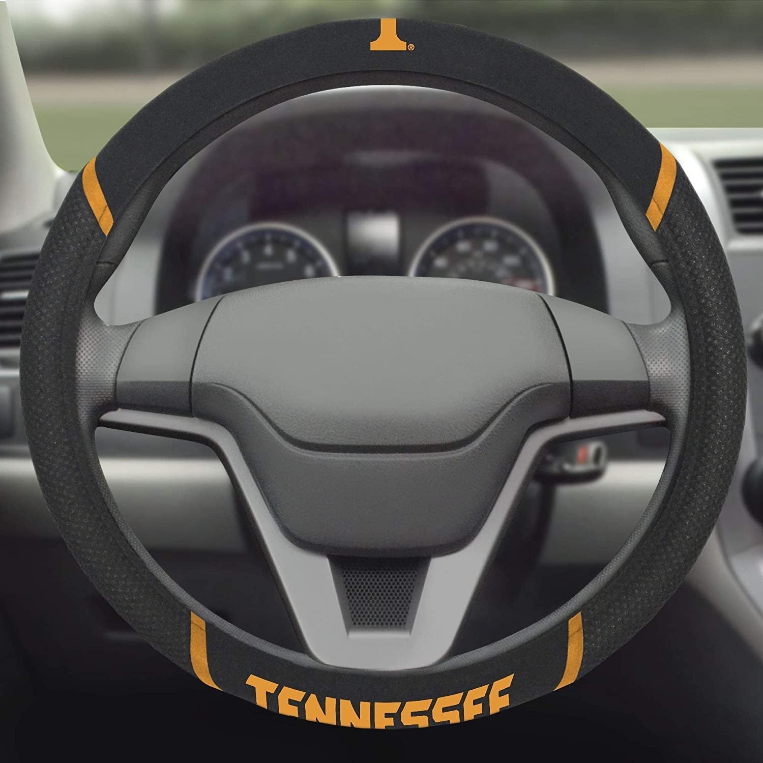 Tennessee Volunteers Steering Wheel Cover Premium Embroidered Black 15 Inch University of