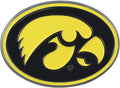 University of Iowa Hawkeyes Premium Solid Metal Raised Auto Emblem, Team Color, Shape Cut, Adhesive Backing
