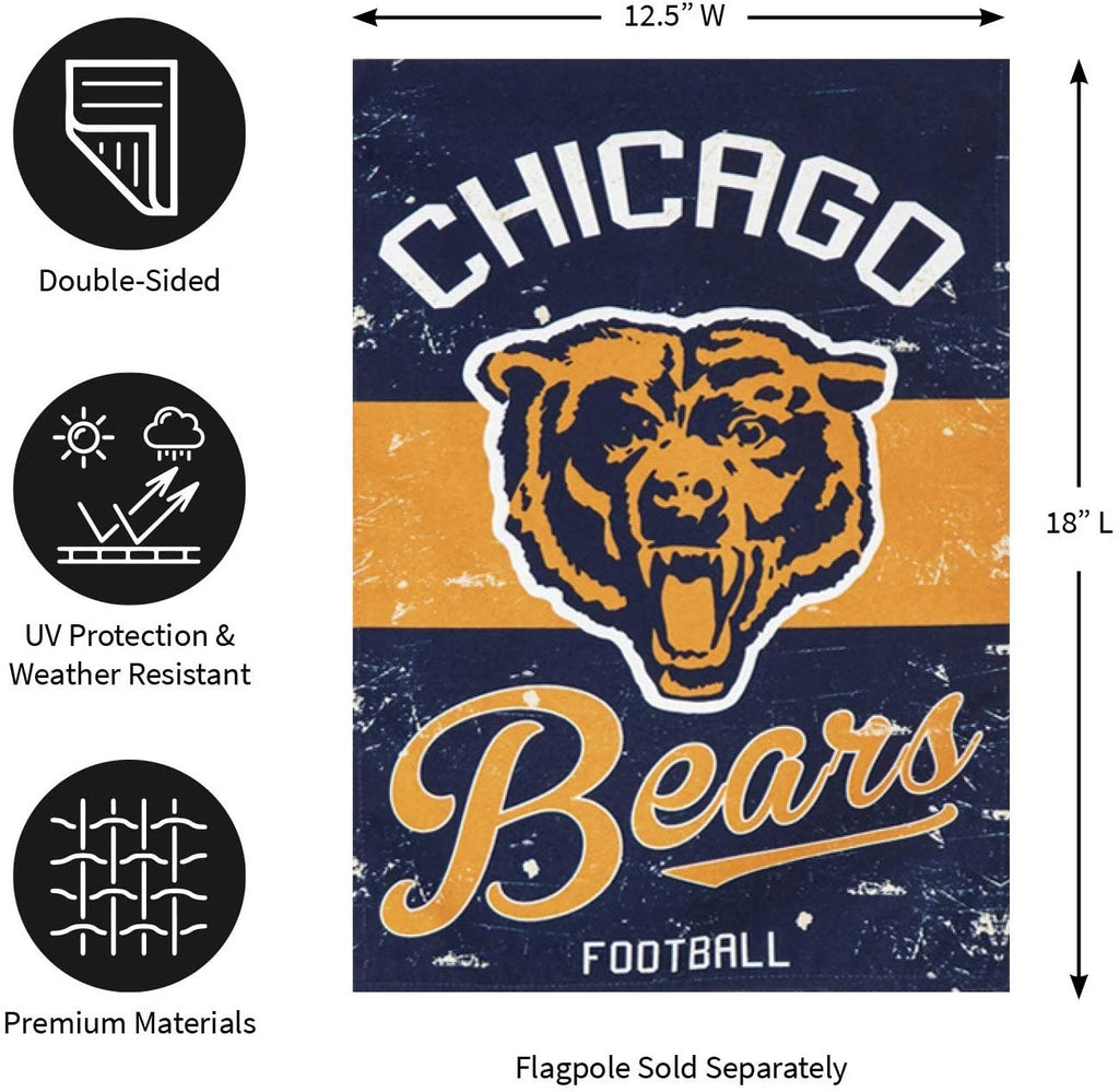 Chicago Bears Premium Garden Flag Banner, Double Sided, Linen, Vintage Style, 13x18 Inch