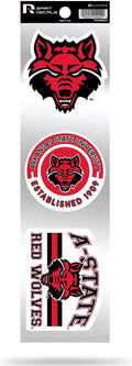 Arkansas State Red Wolves Triple Retro Throwback Spirit Decals Flat Vinyl Auto Home Sticker Sheet University of