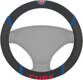 Chicago Cubs Steering Wheel Cover Premium Embroidered Black 15 Inch