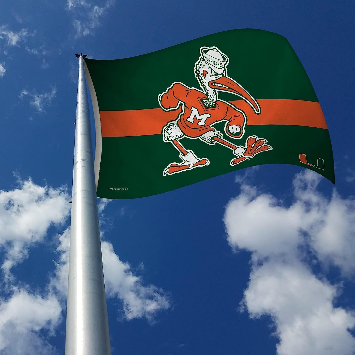 University of Miami Hurricanes Flag Banner 3x5 Feet Metal Grommets Ibis Mascot Design