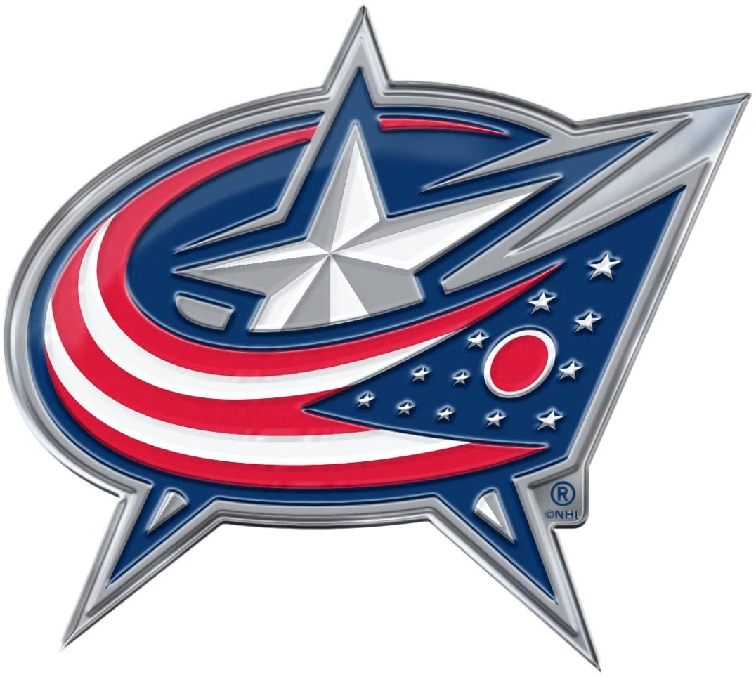 FANMATS 60484 Columbus Blue Jackets Heavy Duty Aluminum Embossed Color Emblem, Auto Emblem Decal
