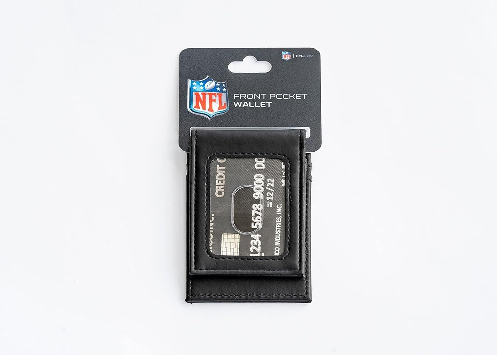 Las Vegas Raiders Premium Black Leather Wallet, Front Pocket Magnetic Money Clip, Laser Engraved, Vegan