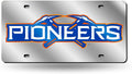 University of Wisconsin Platteville Pioneers Laser Cut Tag License Plate, Mirrored Acrylic Inlaid, 12x6 Inch