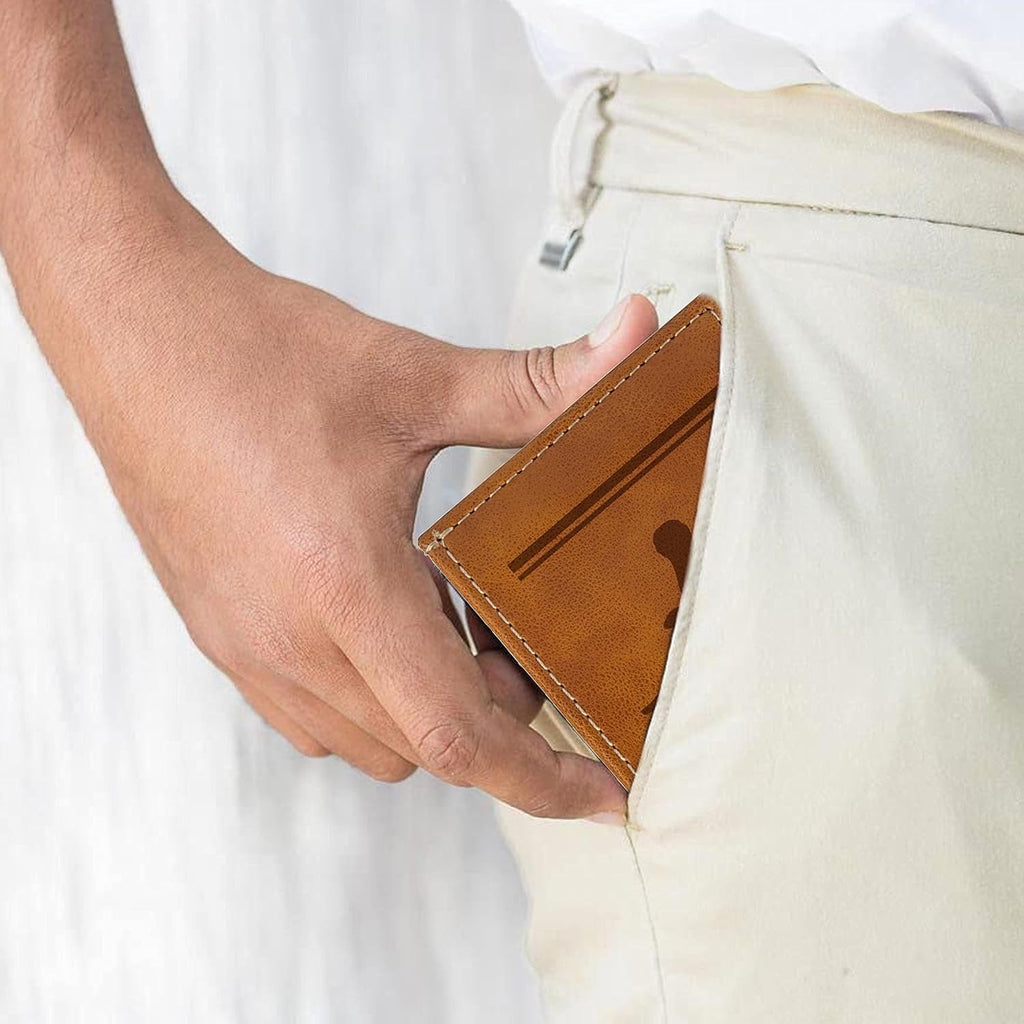 NCAA Texas Longhorns Men’s Front ID Pocket Brown Wallet- Premium 8 Pocket Laser-Engraved Team Logo on Vegan Leather- Minimalist Design, Credit Card Holder- Ideal for Travel or Men’s Gift