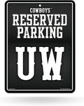 University of Wyoming Cowboys Metal Parking Novelty Wall Sign 8.5 x 11 Inch Carbon Fiber Design