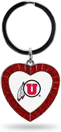 NCAA Utah Utes NCAA Rhinestone Heart Colored Keychain, Red, 3-inches in length
