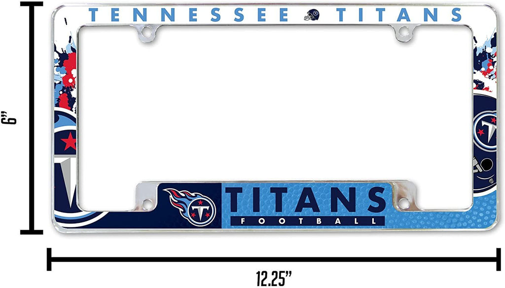 Rico Industries NFL Tennessee Titans Primary 12" x 6" Chrome All Over Automotive License Plate Frame for Car/Truck/SUV