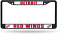 Detroit Red Wings Black Metal License Plate Frame Chrome Tag Cover 6x12 Inch