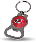 Carolina Hurricanes Premium Solid Metal Bottle Opener Keychain, Silver Key Ring, Team Logo