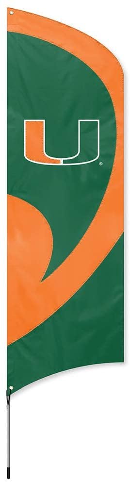 University of Miami Hurricanes Tall Team Flag Tailgating Flag Kit 8.5 x 2.5 feet with Pole