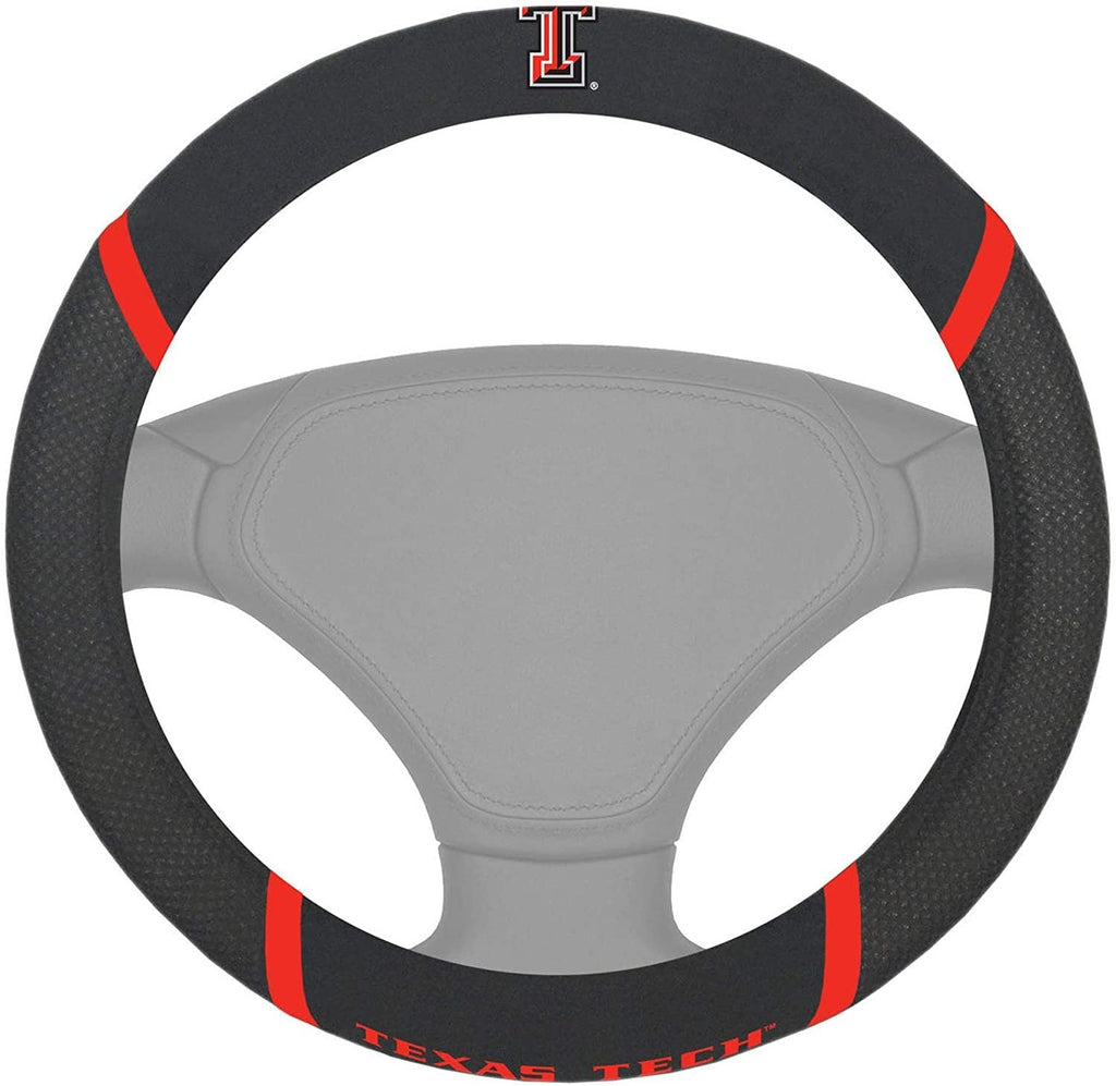 Texas Tech Red Raiders Premium 15 Inch Black Emroidered Steering Wheel Cover University