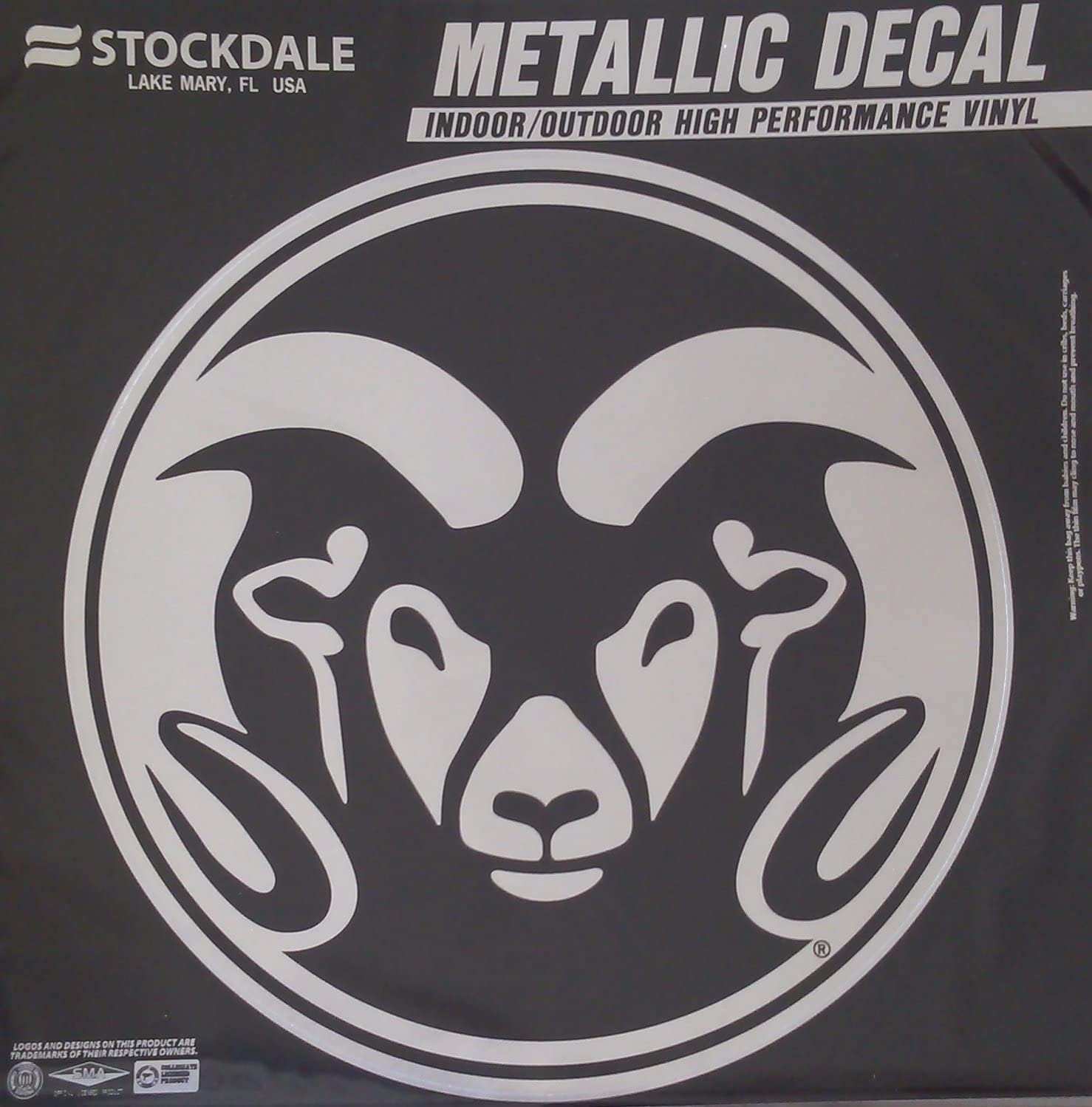 Colorado State University Rams 6 Inch Decal Sticker, Metallic Chrome Shimmer Design