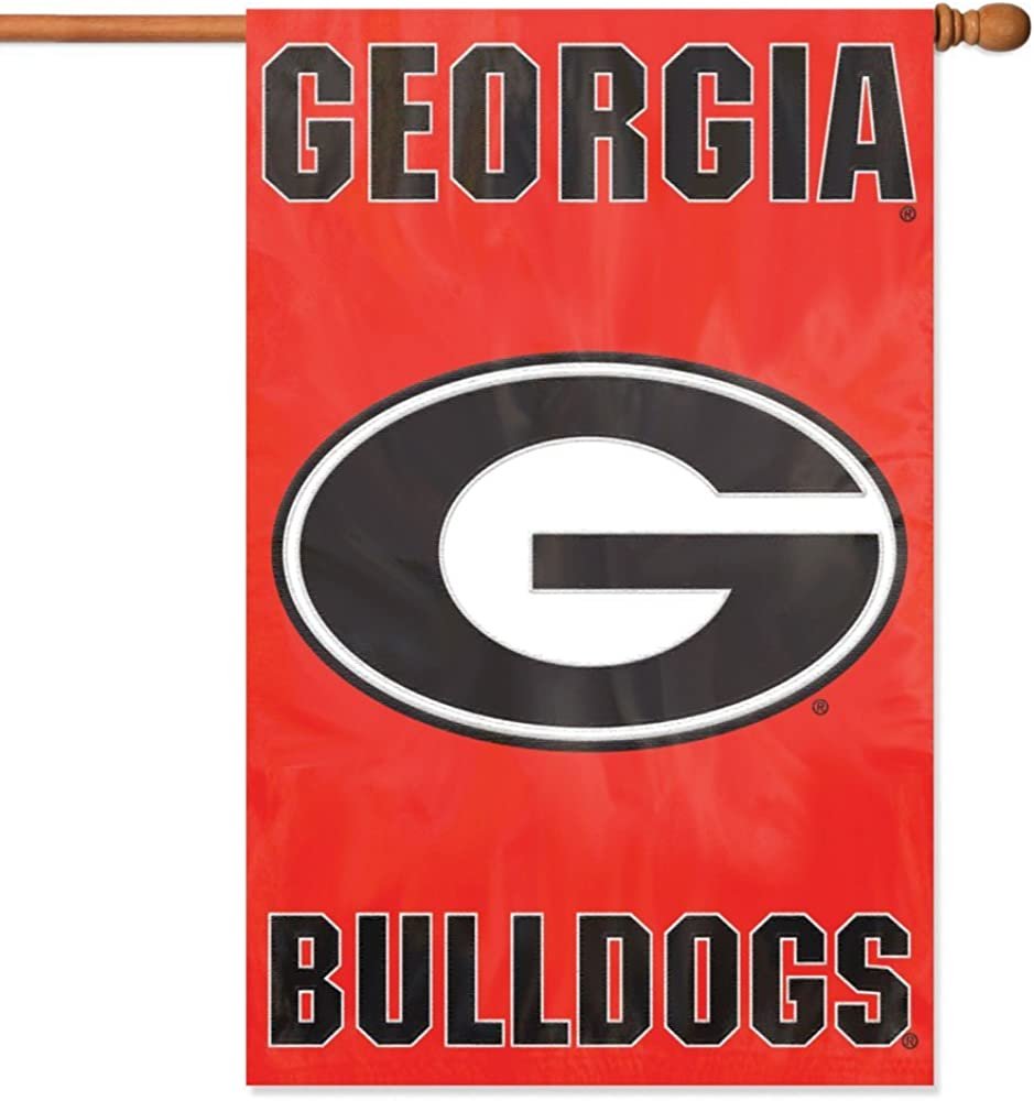 University of Georgia Bulldogs Premium Double Sided Banner Flag Applique Embroidered 28x44 Inches