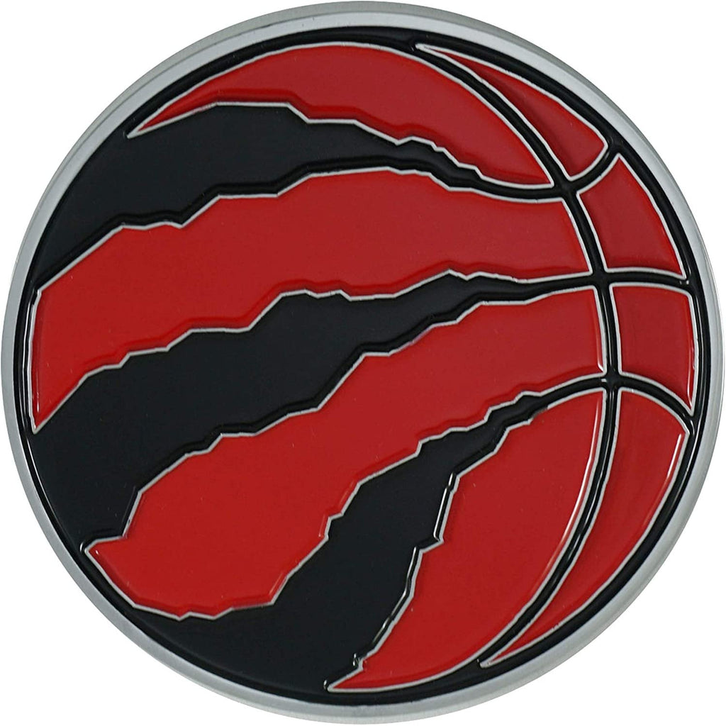 Toronto Raptors Premium Solid Metal Raised Auto Emblem, Team Color, Shape Cut, Adhesive Backing