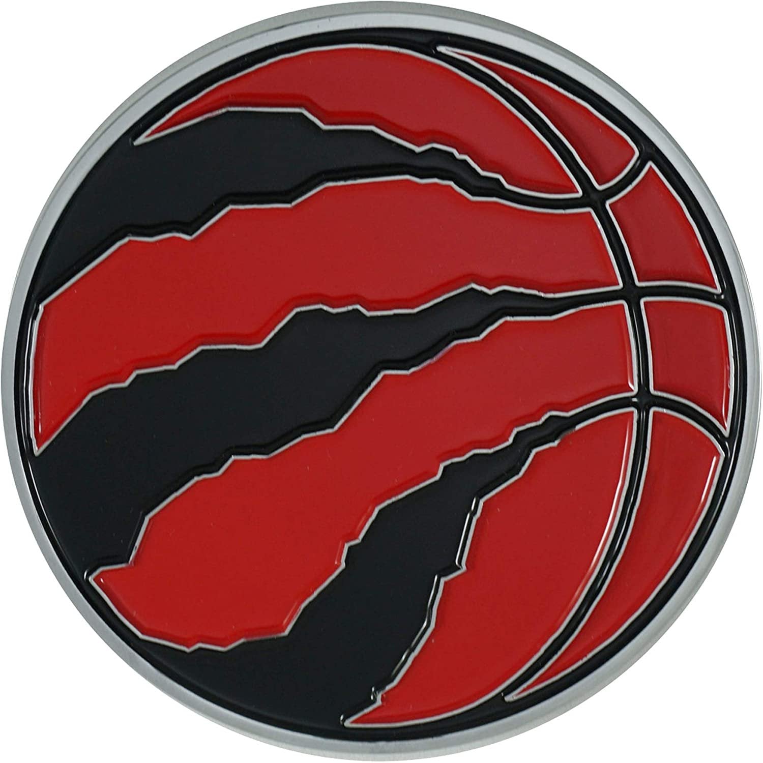 Toronto Raptors Premium Solid Metal Raised Auto Emblem, Team Color, Shape Cut, Adhesive Backing
