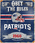 New England Patriots Large 14.5x11.5 Inch Heavy Duty Metal Wall Pub Sign Embossed Vintage Design