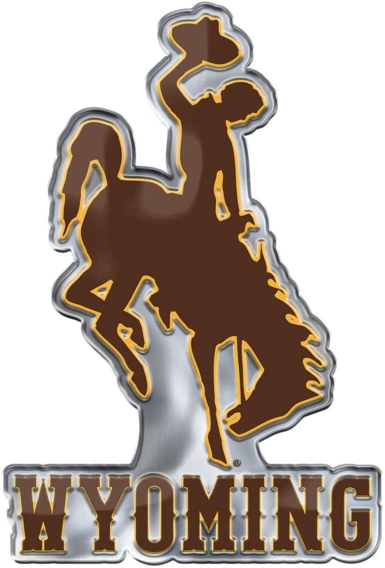 University of Wyoming Cowboys Auto Emblem Aluminum Metal Embossed Die Cut Alternate Design
