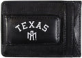 Texas A&M University Aggies Black Leather Wallet, Front Pocket Magnetic Money Clip, Printed Logo