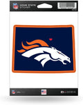 Denver Broncos 5 Inch Sticker Decal, Home State Design, Flat Vinyl, Full Adhesive Backing