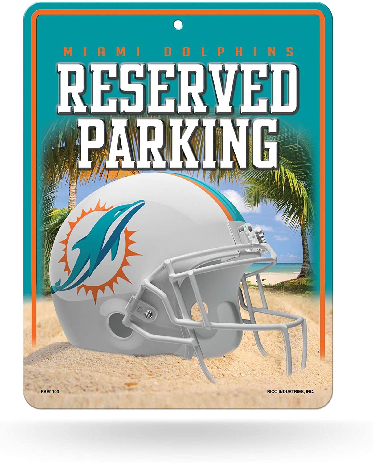 NFL Miami Dolphins 8.5-Inch by 11-Inch Metal Parking Sign Décor