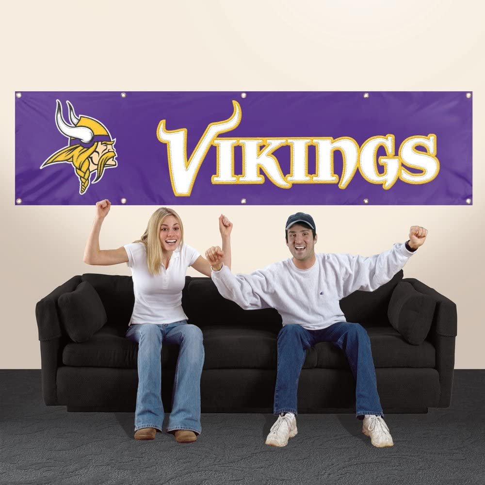 Minnesota Vikings Giant 8x2 Feet Banner Flag Embroidered Applique