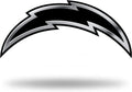 Los Angeles Chargers Auto Emblem, Silver Chrome Color, Raised Molded Plastic, Adhesive Tape Backing