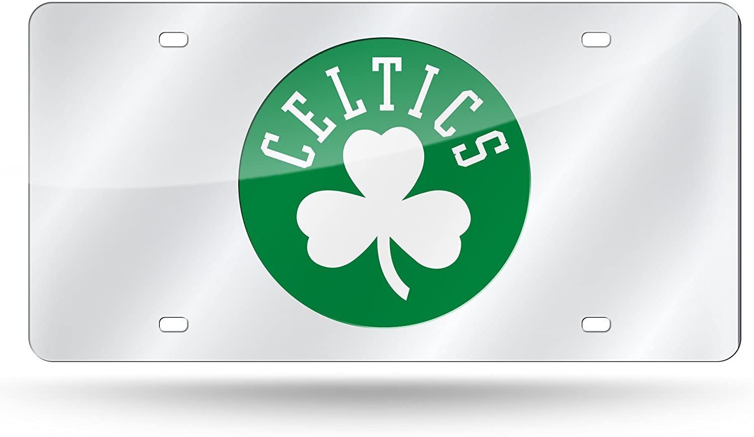 Boston Celtics Premium Laser Cut Tag License Plate, Mirrored Acrylic Inlaid, 12x6 Inch